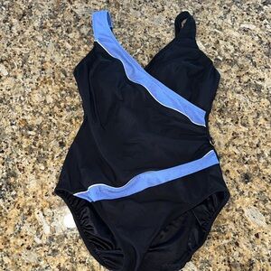 Longitude Black and Blue One-Piece Swimsuit